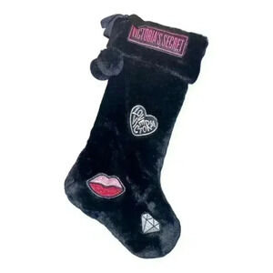 Victoria's Secret Black Faux Fur Holiday Stocking
